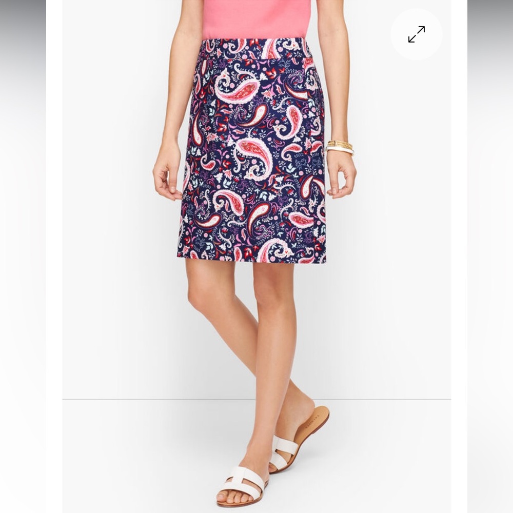 Talbots Women’s Paisley Above Knee A-line Lined Skirt Side Zip Size 12